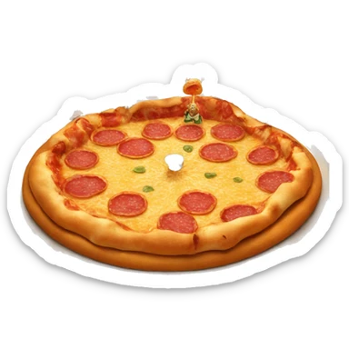 Tiny pizza people worshipping a giant pizza god sticker