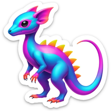 Exotic futuristic lush randomly-colored neon Fakémon-Fionbri-creature (full body) sticker
