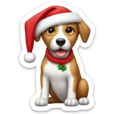 Perro con gorro de navidad  sticker
