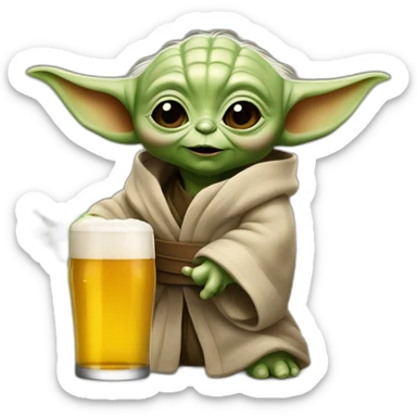 Bébé yoda entrain de boir une bière sticker