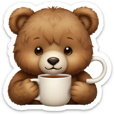 Cute teddy bear drinking hot tea sticker