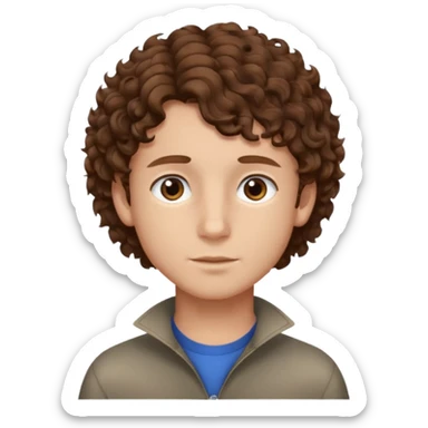 boy,  brown hair, curly hair, brown eyes,  skin, , hair edger  sticker