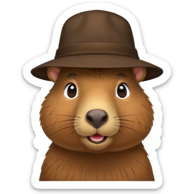 Capibara with a hat sticker