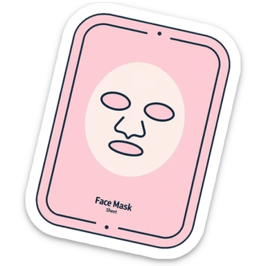 Face mask sheet, minimalist, rounded, soft pastel colors, SOS skin care sticker