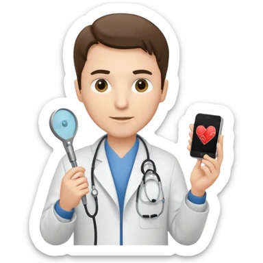 Cardiac sonographer male long white coat or scrubs sticker