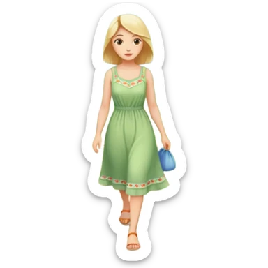 somone walking in a garden on a path with flower and trees around her sticker