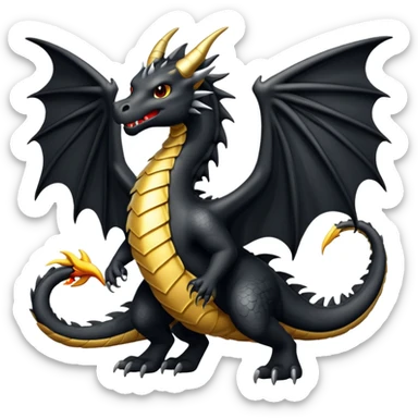 Dragón negro con alas  sticker