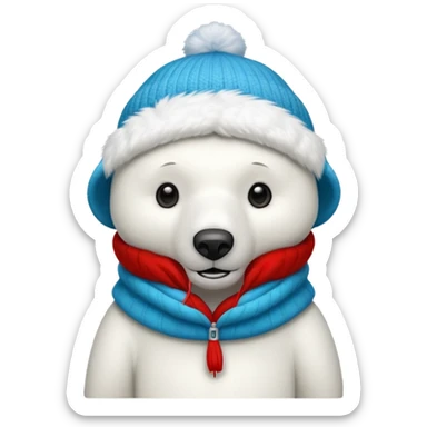 polar bar with beanie hat sticker