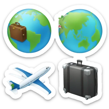 earth with a suitcase an a plane sticker