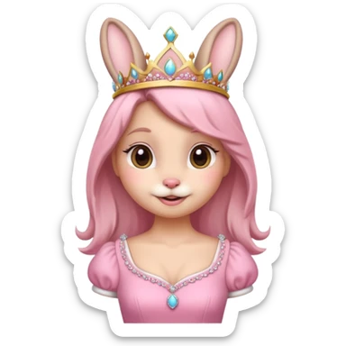 Bunny + tiara + pink dress + happy sticker
