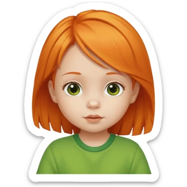 orange hair girl baby green outfit sticker