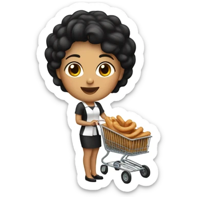 Tan black hair lady with a cart selling churros sticker