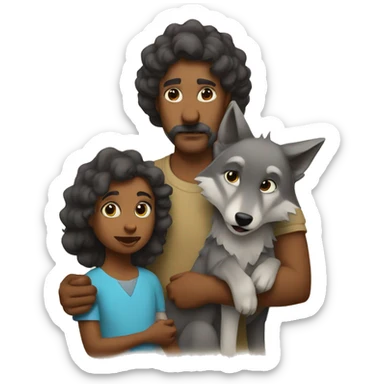 Wolf mother and father with her Little Wolf kid sticker