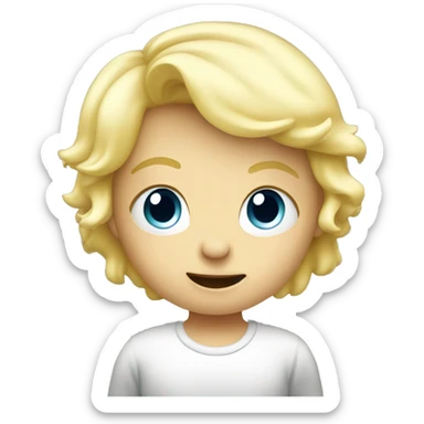 talking blond child with speech bubble near sticker