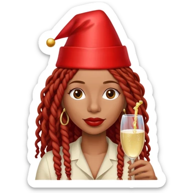 Afrolatina with long red deadlocs with curls at the ends celebrating sticker