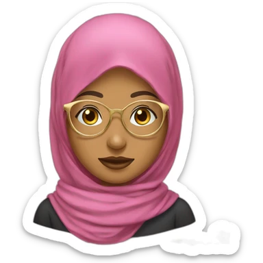 hijab girl with round gold frame glasses sticker