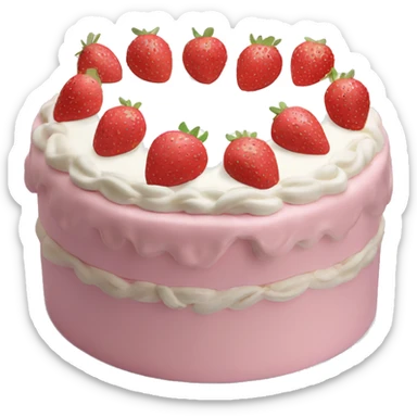 Light Pink strawberries and cream birthday cake  sticker