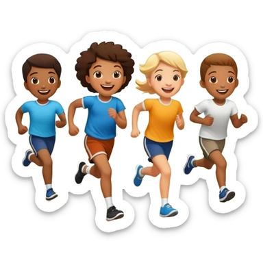 group of children running in a park, fun and lively sticker