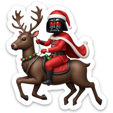 darth vader riding reindeer christmas sticker
