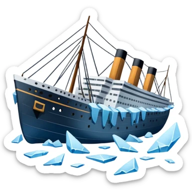 Titanic shipwreck aftermath with icy debris floating sticker