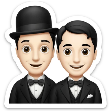 crea una imagen en la que aparezcan charles chaplin y buster keaton juntos sticker