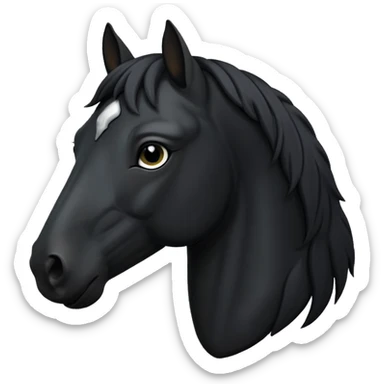Black horse head with kind eyes, all black sticker
