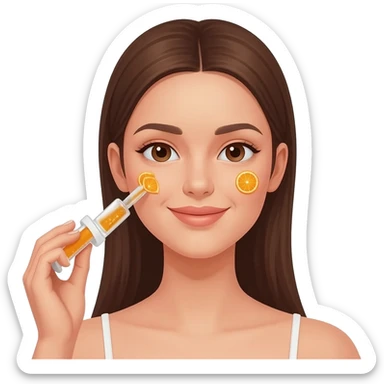Girl applying Vitamin C serum sticker