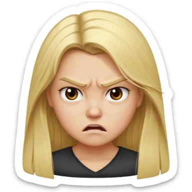 Blonde girl with long hair angry sticker