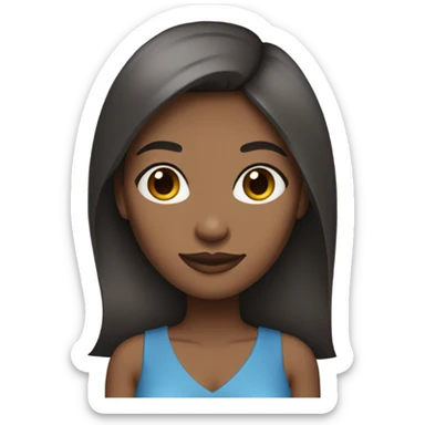 black woman with straight hair and brown eyes wearing blue in a coquette style sticker