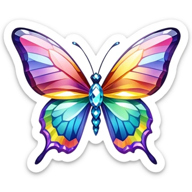 Rainbow-Diamond-Gem-Butterfly-Crystal-Fly sticker