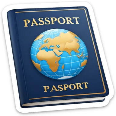 pasaporte cerrado, con un globo del mundo en el centro sticker