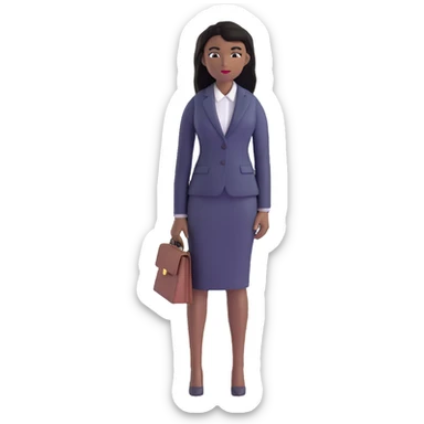 Accomplished African female executive with long straight black hair, sharp business attire, commanding presence sticker