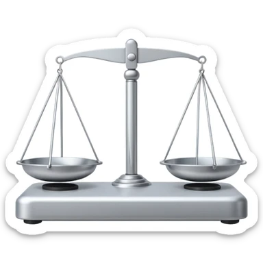 A minimal schematic drawing of a balance scale.  sticker