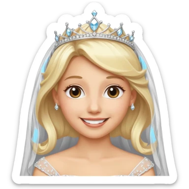 blonde bride silver diamond tiara and veil sticker