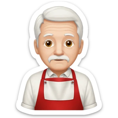 ai aik old man with white hair wearing red appron sticker