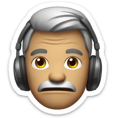 angry man in headphones  sticker