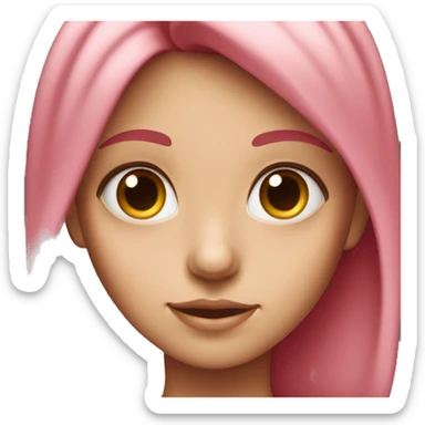 pink-haired girl with red small cute hons and pink eart eyes sticker