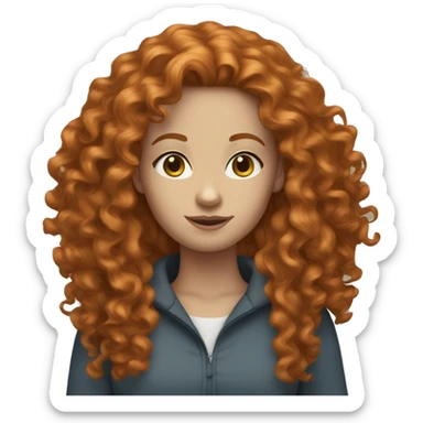 Ginger woman long curly hair blue eyes sticker