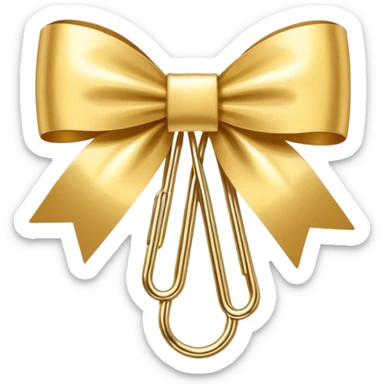 one gold paper clip with a white bow in the middle sticker
