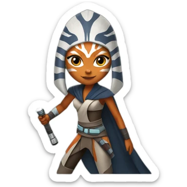 Ahsoka with two lightsabers  sticker