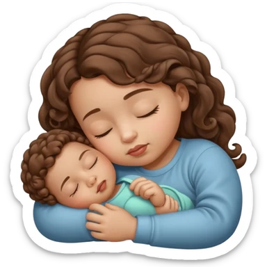 A baby sucking her thumb and sleeping lots of brown hair and knees curled up to her chest  sticker