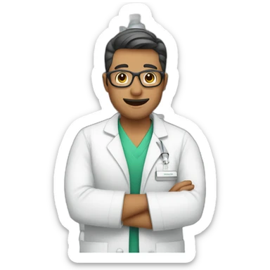 Pharmacist with a seringe sticker