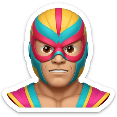 Mexican wrestler portrait, head and shoulders only, colorful luchador mask, muscular collar, confident expression, 3D cartoon, mobile game icon style, clean background, no text, no watermark
 sticker