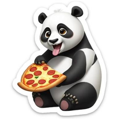 panda eating pizza sticker