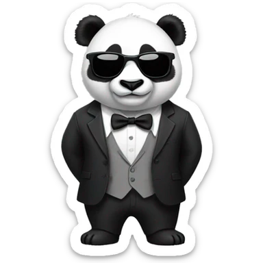 Panda with sunglasses in a suit with a Glock  sticker
