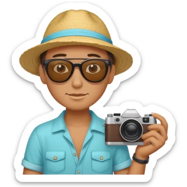 fotographer with summer clothes and sun glasses sticker