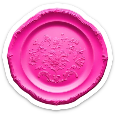 vintage rococo highly detailed hot pink plate sticker