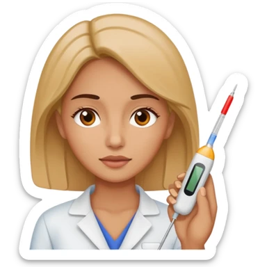 Female getting her temperature checked sticker