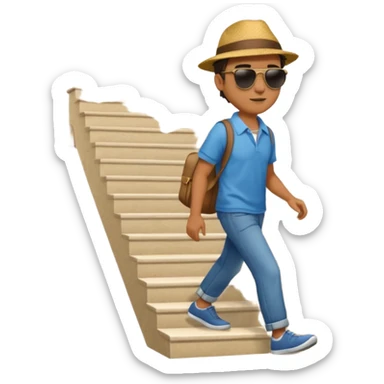 apple style emoji of a man walking up steps sticker