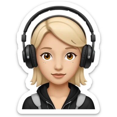 woman with on-ear headphones sticker